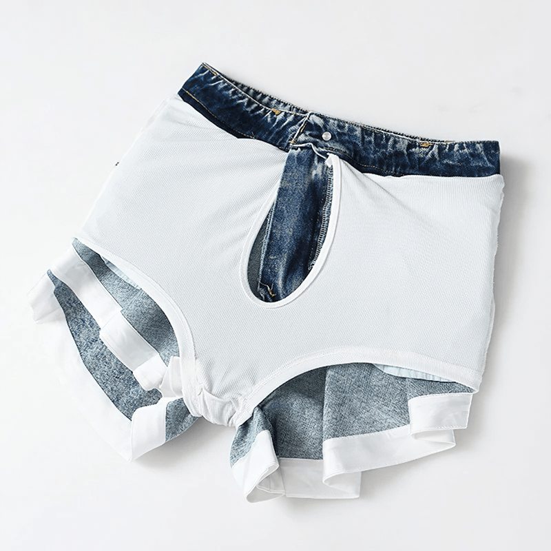 Cool Women's Denim Mini Shorts / Fashion High Waist Ruffle Shorts - HARD'N'HEAVY