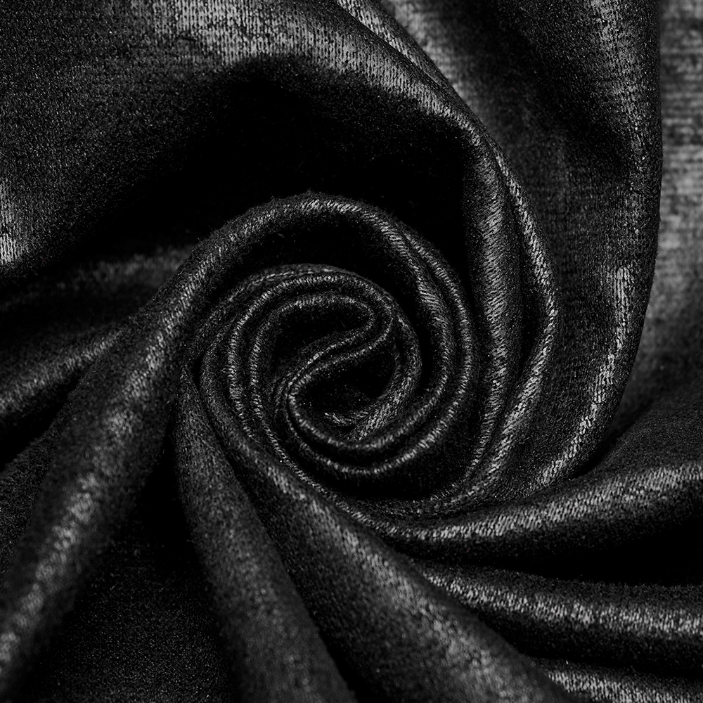 Close-up of soft, black cracked faux leather fabric, perfect for rugged gothic fashion and accessories.