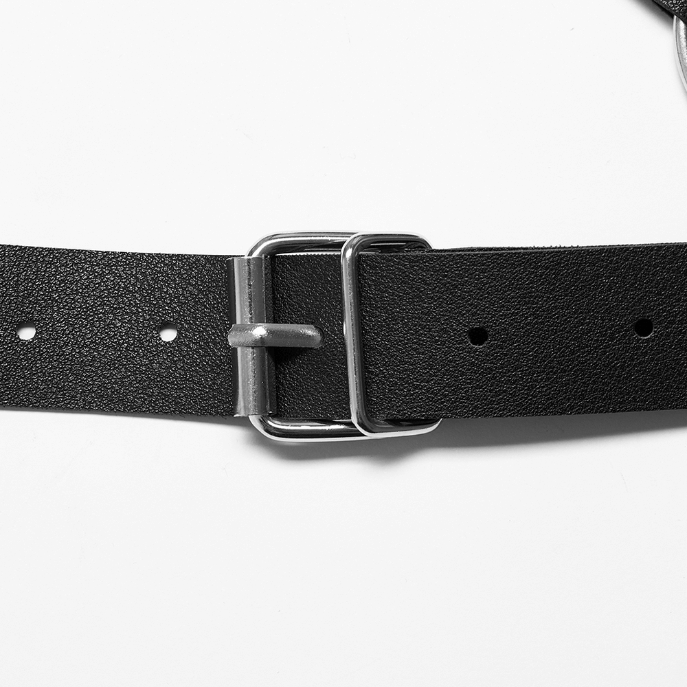 Cross-Back PU Leather Loop with Metal Shoulder Accents
