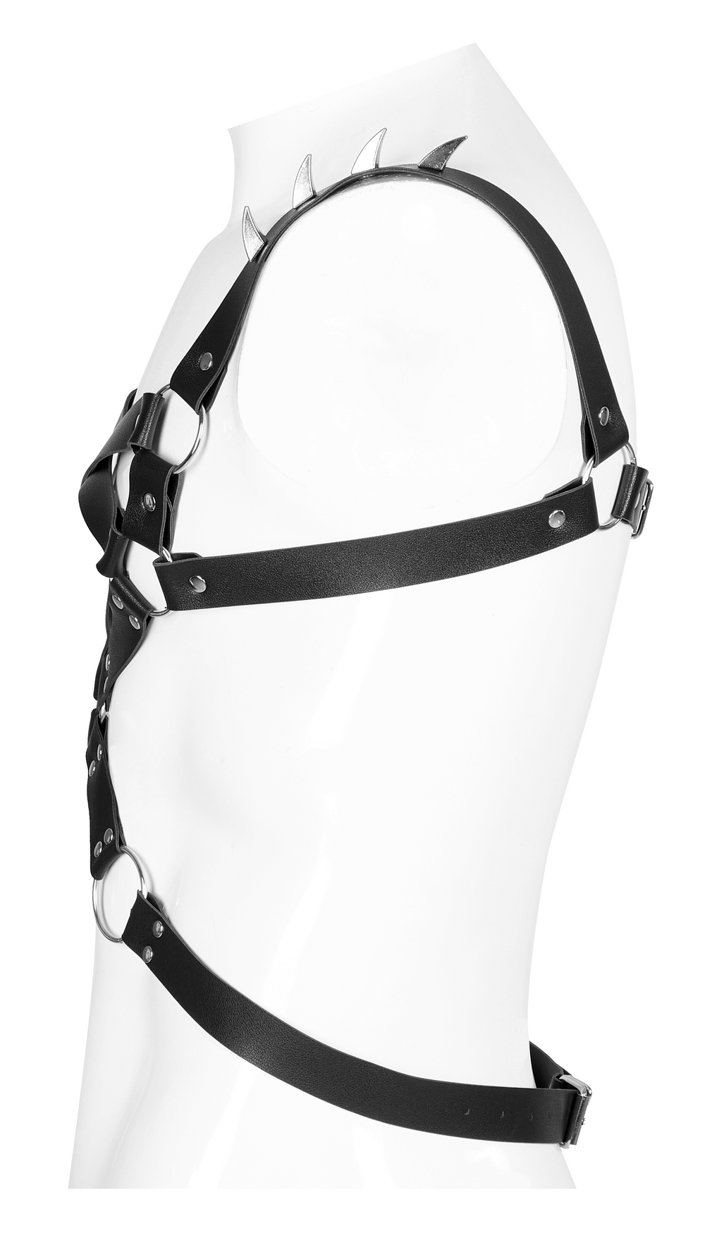 Cross-Back PU Leather Loop with Metal Shoulder Accents