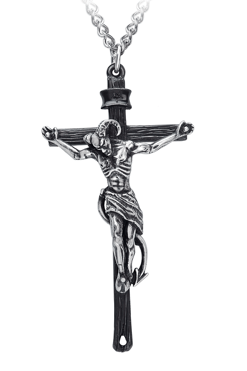 Pendentif Crucifaustan avec Design de Pacte avec le Diable