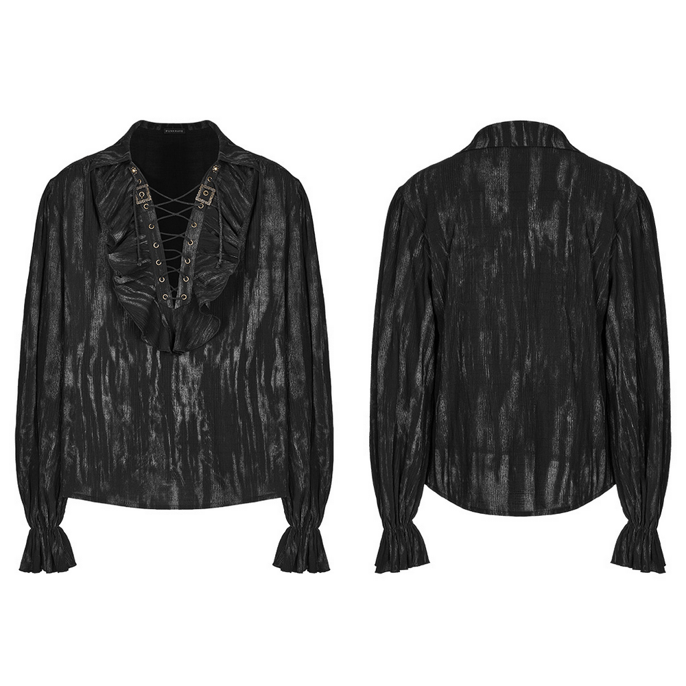 Crushed Gothic Tie-Dyed Jacquard Lace-Up Shirt - HARD'N'HEAVY