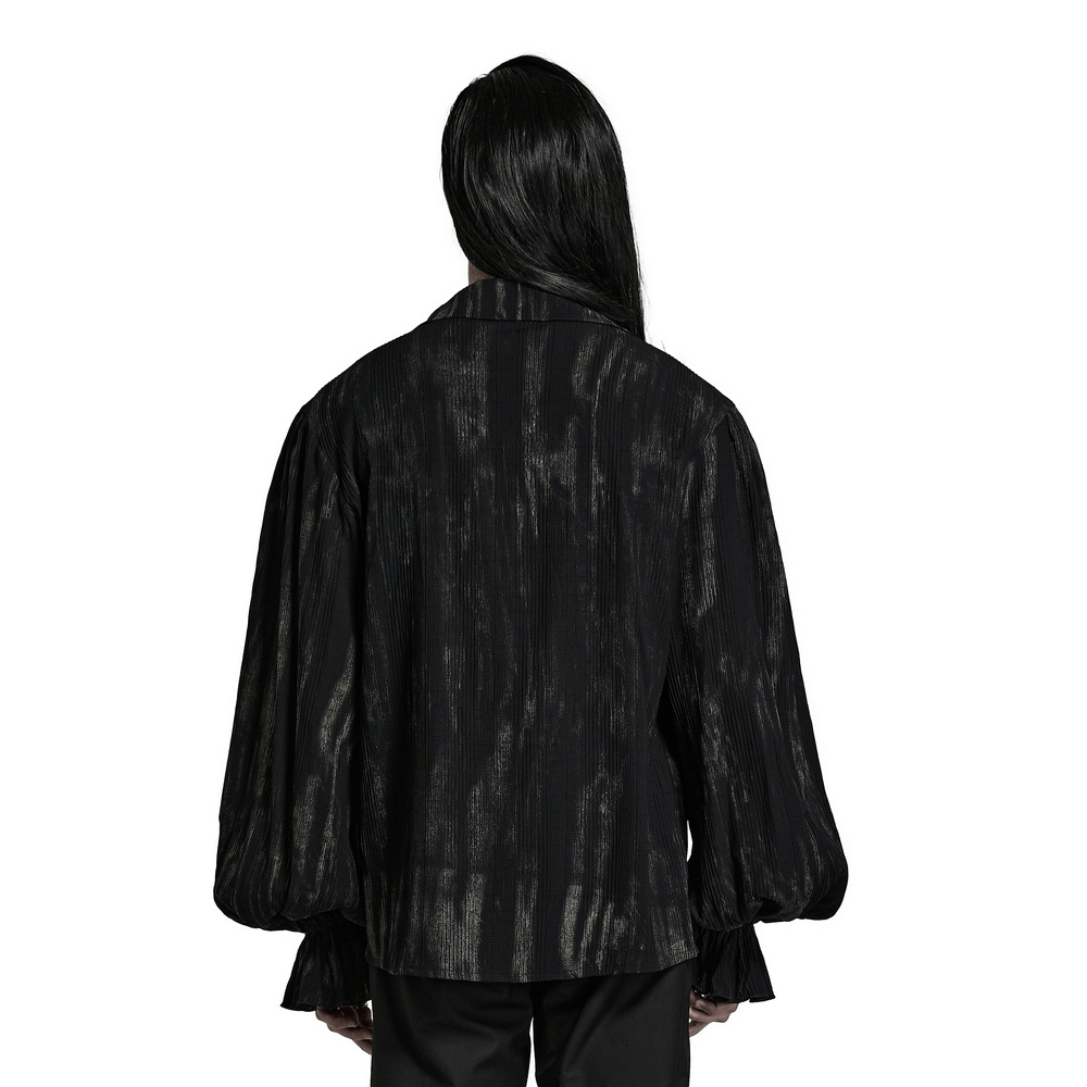 Crushed Gothic Tie-Dyed Jacquard Lace-Up Shirt - HARD'N'HEAVY