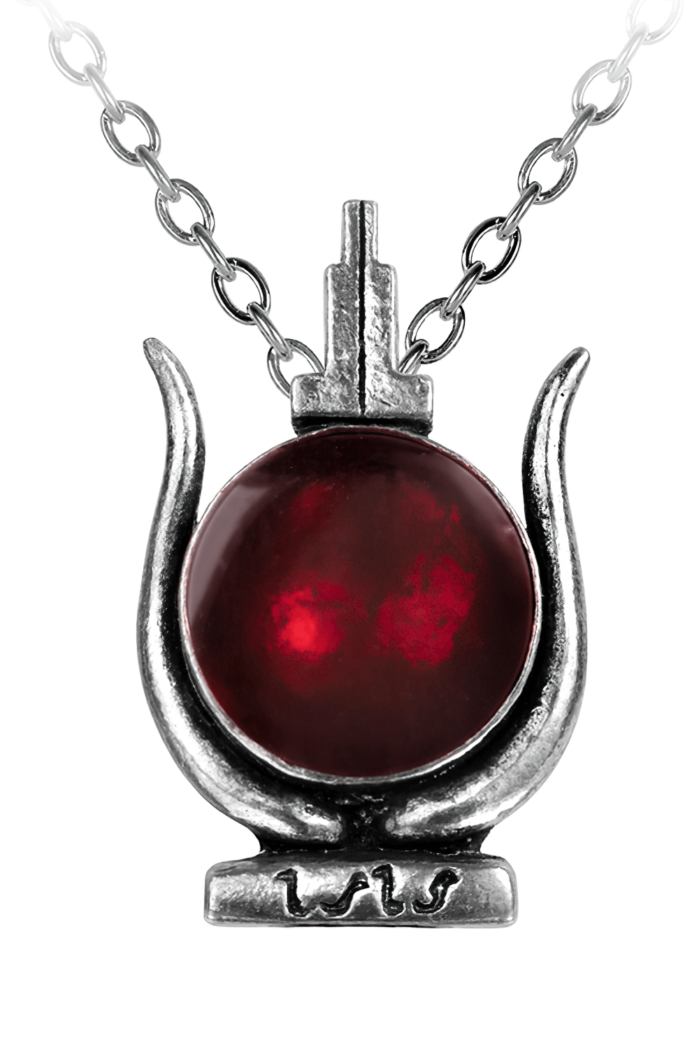 Cult of Aset Egyptian goddess pendant featuring red enamel solar disc, symbolizing divine feminine power.