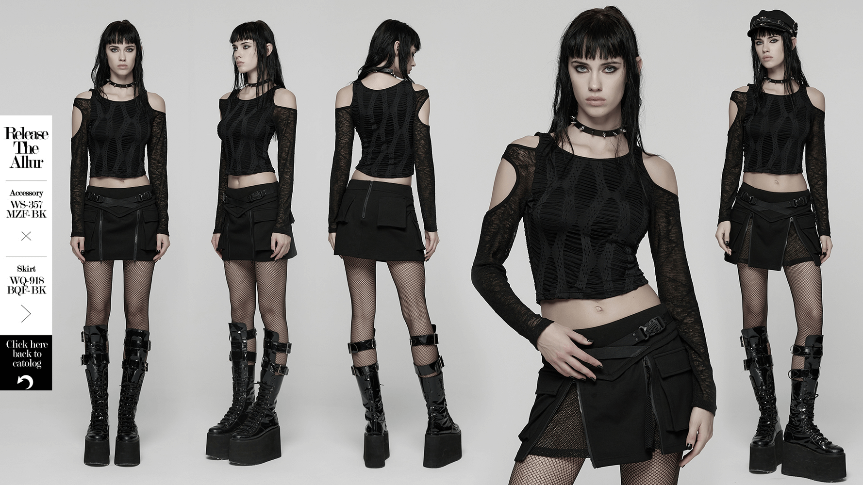 Cut Out Knit Top with Hollow Sleeved Design for Women in edgy black fabric with long lace-inspired sleeves and unique cutouts.