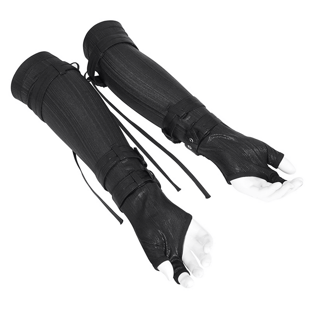 Cyberpunk Arm Gauntlets with Buckle Straps for Men