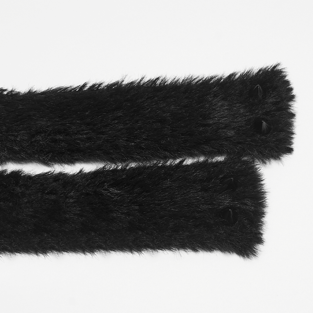 Cyberpunk Cat Ear Faux Fur Hat with Rivet Details