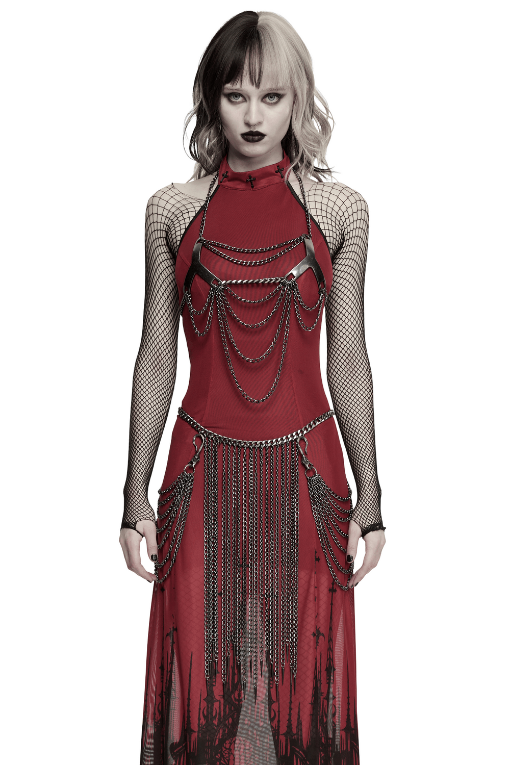 Cyberpunk-Kettengeschirr und Quasten-Körperschmuck