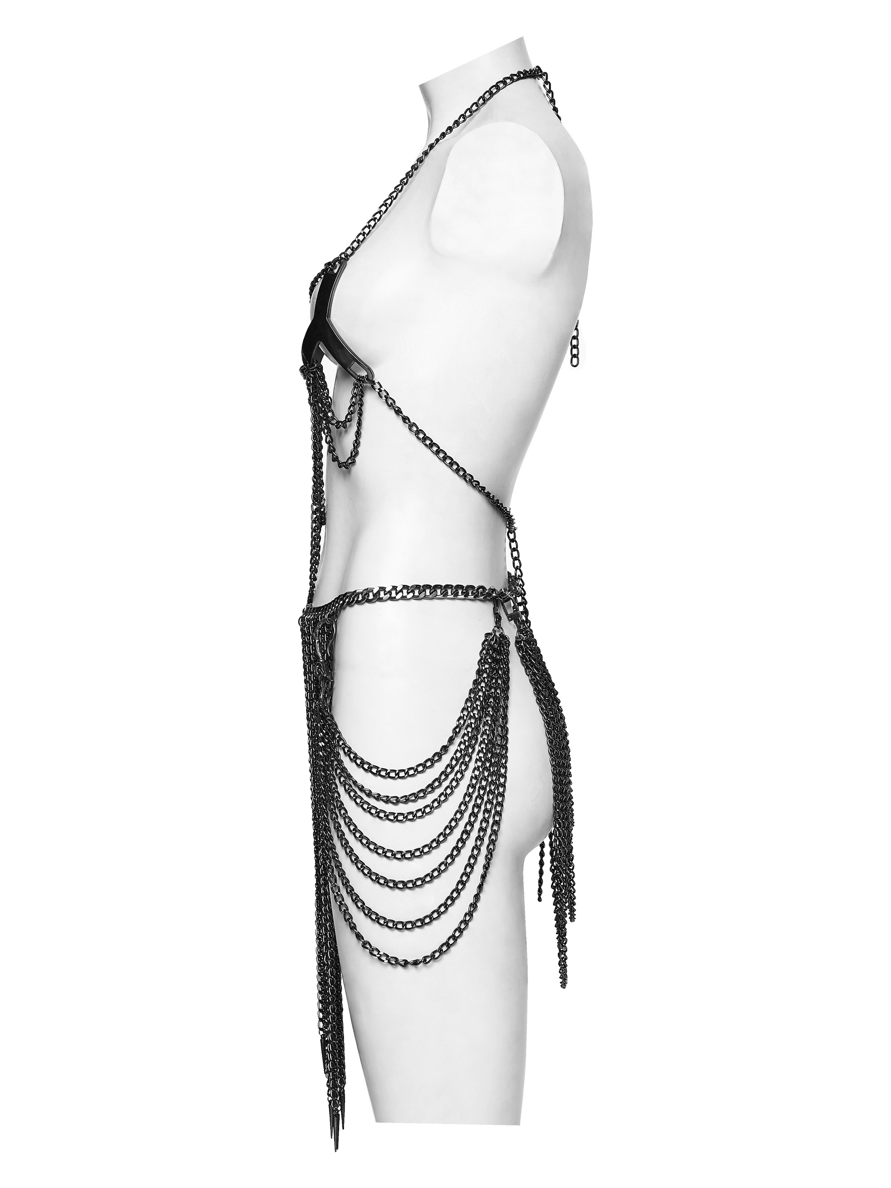 Cyberpunk-Kettengeschirr und Quasten-Körperschmuck