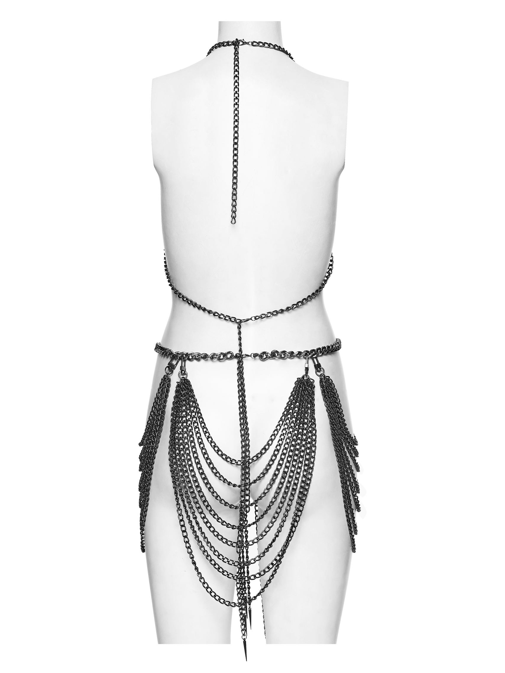 Cyberpunk-Kettengeschirr und Quasten-Körperschmuck