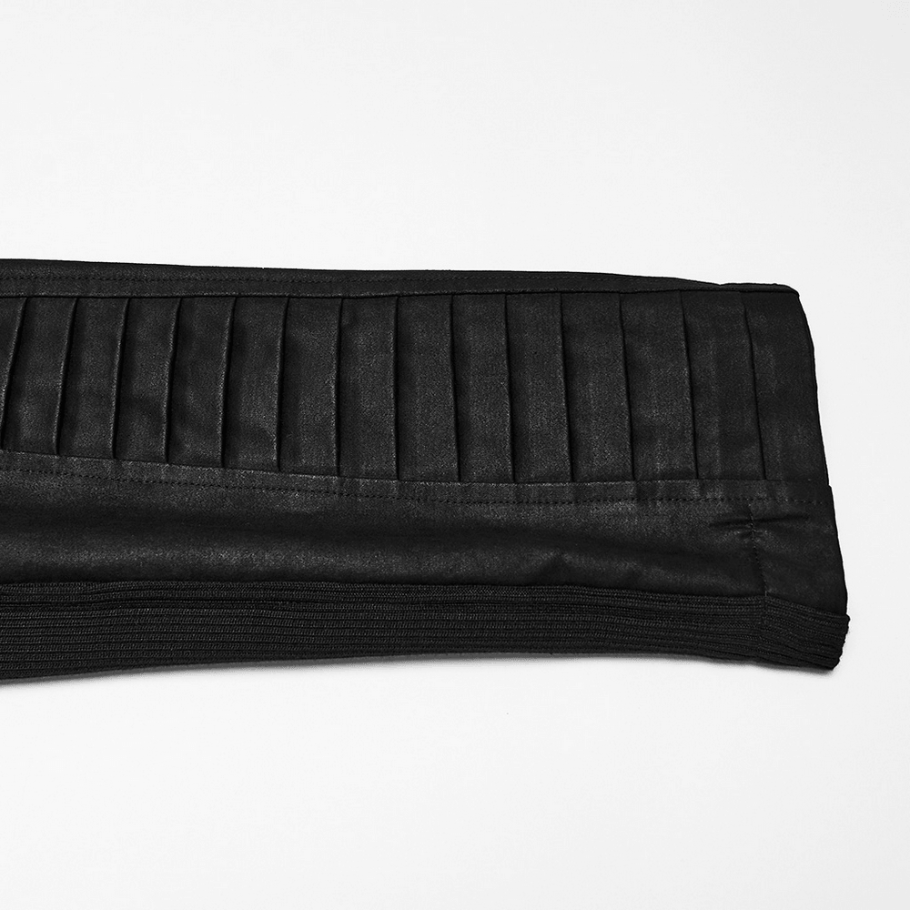 Cyberpunk Cropped Armored Jacket with Mechanical Details black ribbed sleeve close-up