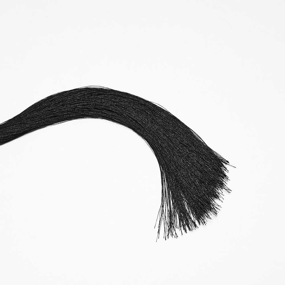 Cyberpunk Faux Fur Skull Tassel Hair Accessories, featuring a sleek black tassel design.