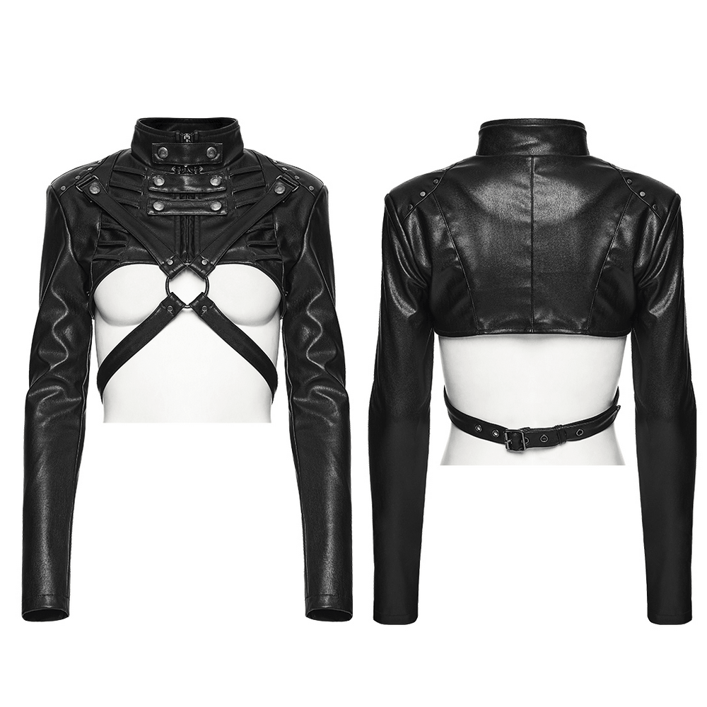 Cape courte cyberpunk en similicuir avec clous
