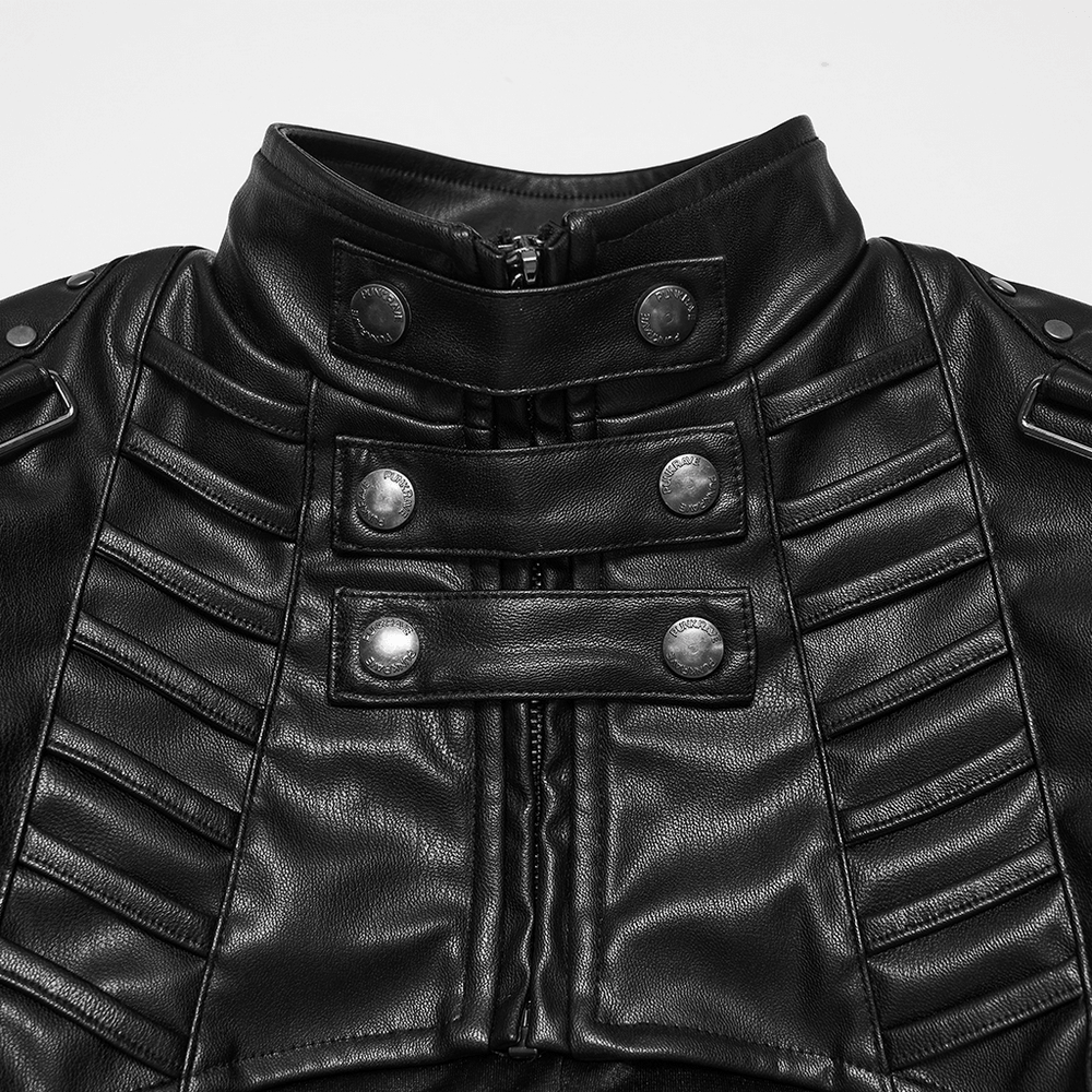 Cape courte cyberpunk en similicuir avec clous
