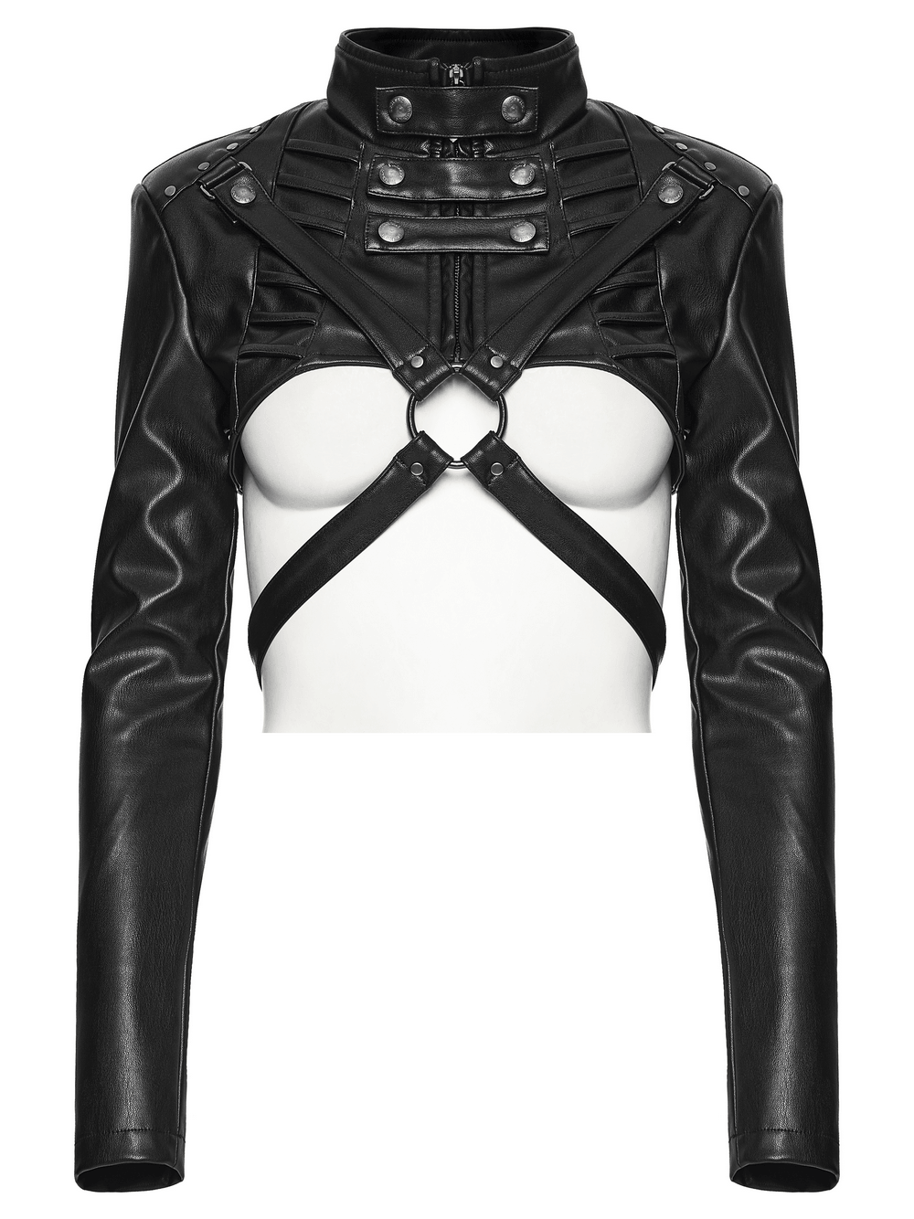 Cape courte cyberpunk en similicuir avec clous