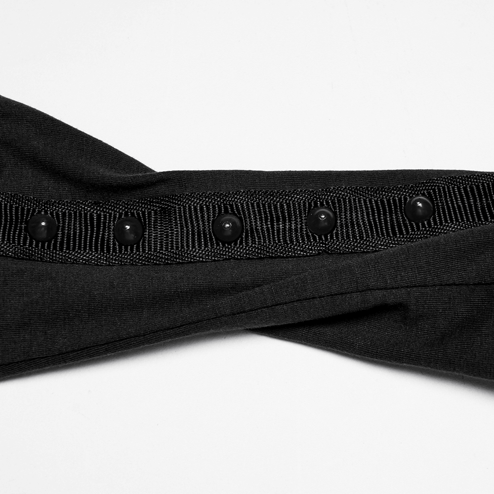 Cyberpunk Fingerless Gloves with Shock-Absorbing Armor featuring studded straps and elastic fit.