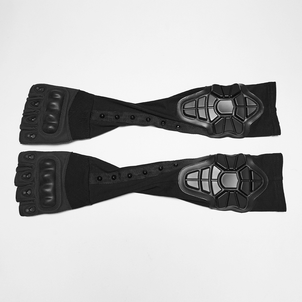 Cyberpunk Fingerless Gloves with Shock-Absorbing Armor featuring a hardcore design and protective shell.