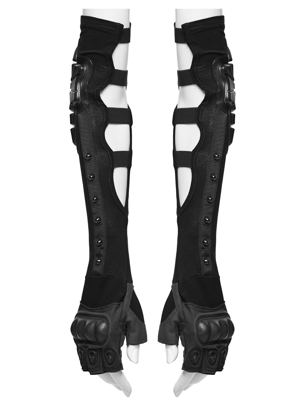 Cyberpunk Fingerless Gloves with Shock-Absorbing Armor featuring a hardcore design and protective shell.