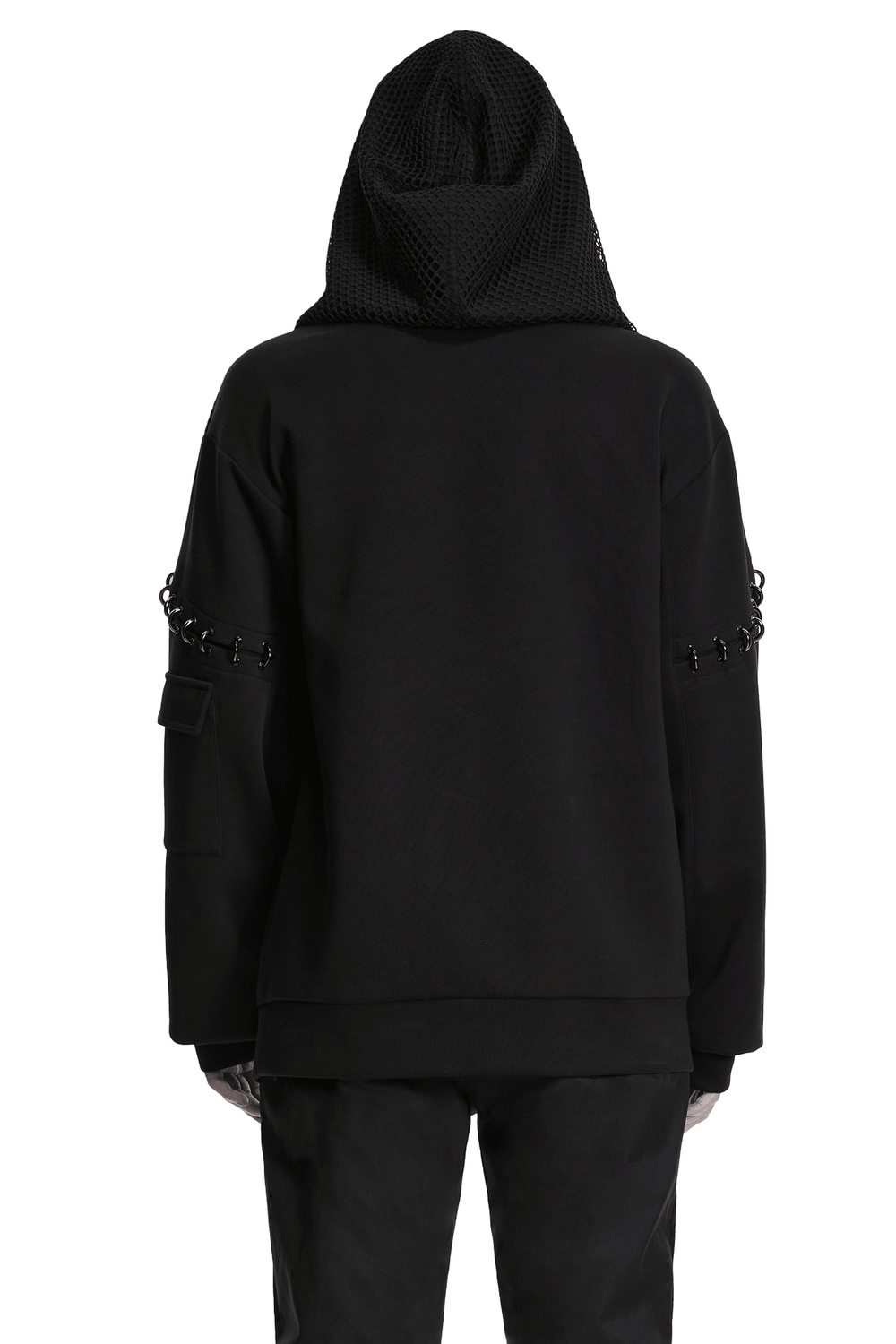 Cyberpunk Hoodie with Dual Hood and Metal Details