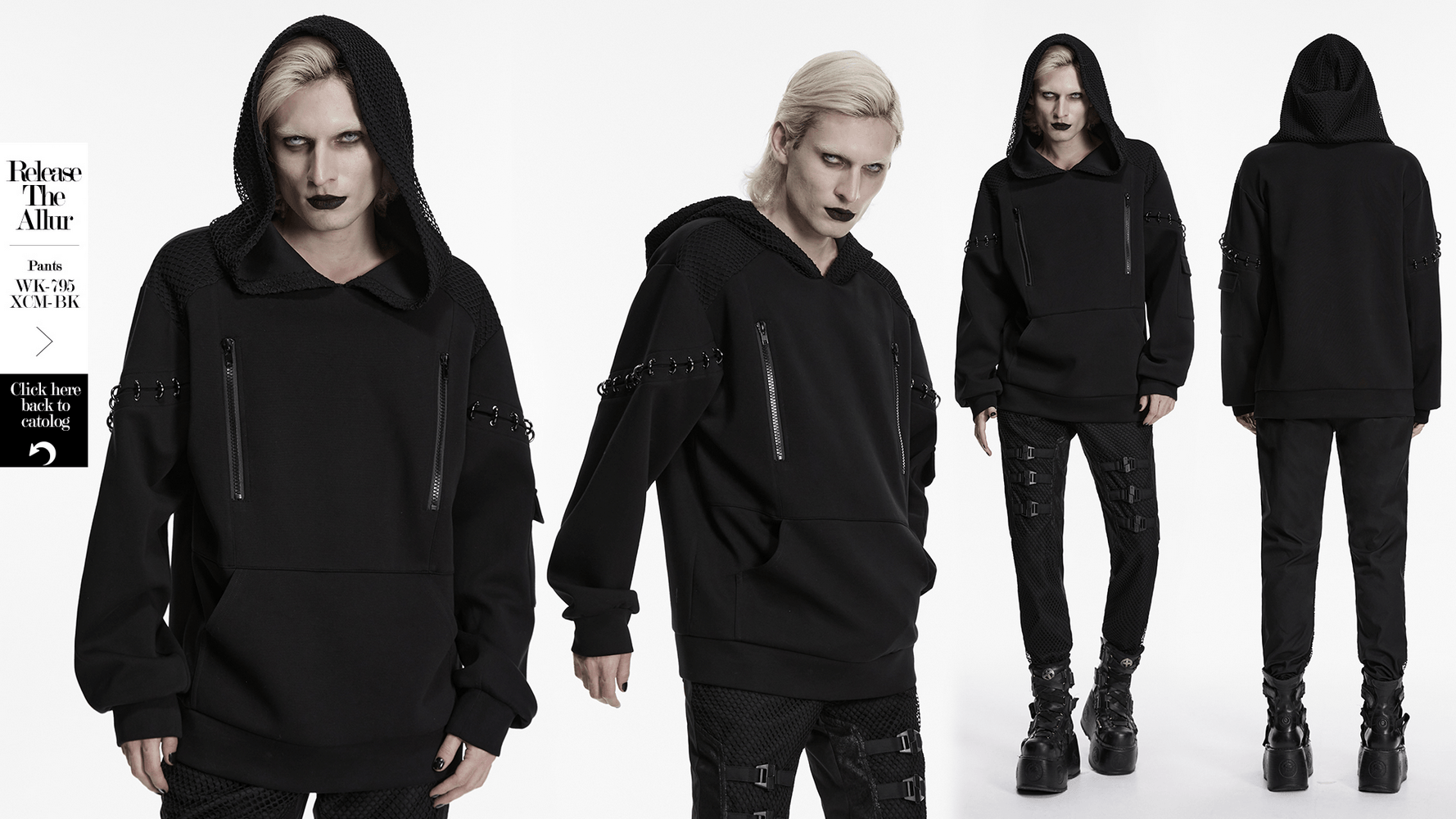 Cyberpunk Hoodie with Dual Hood and Metal Details