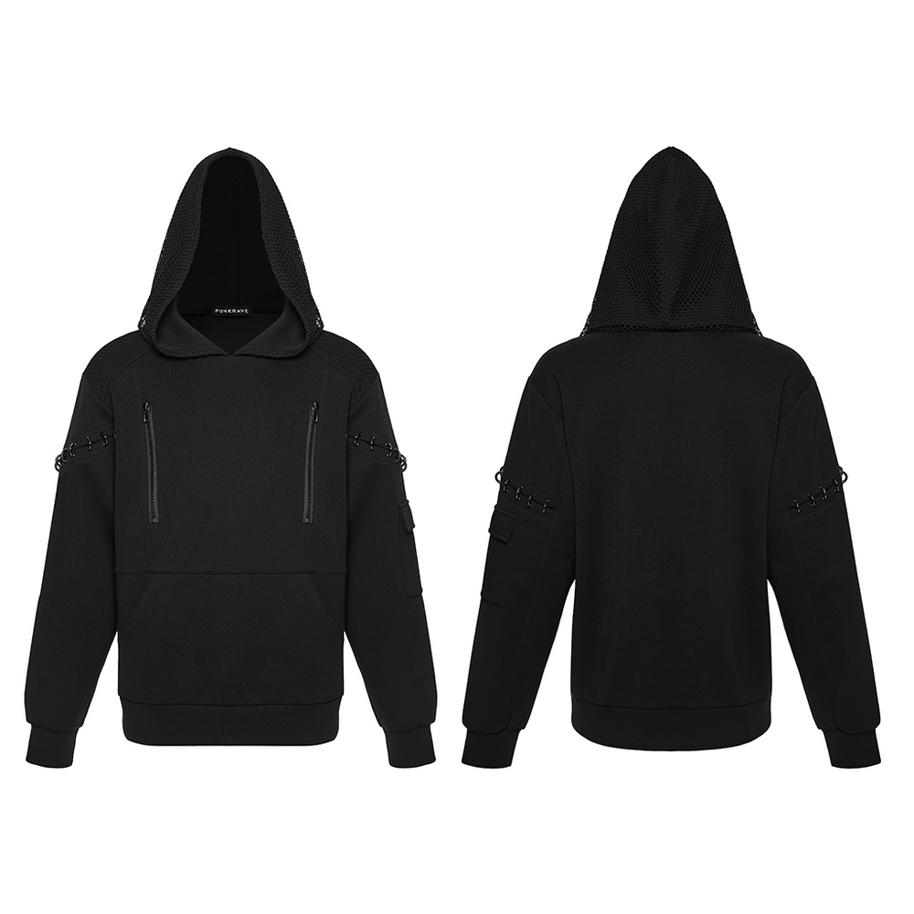 Cyberpunk Hoodie with Dual Hood and Metal Details