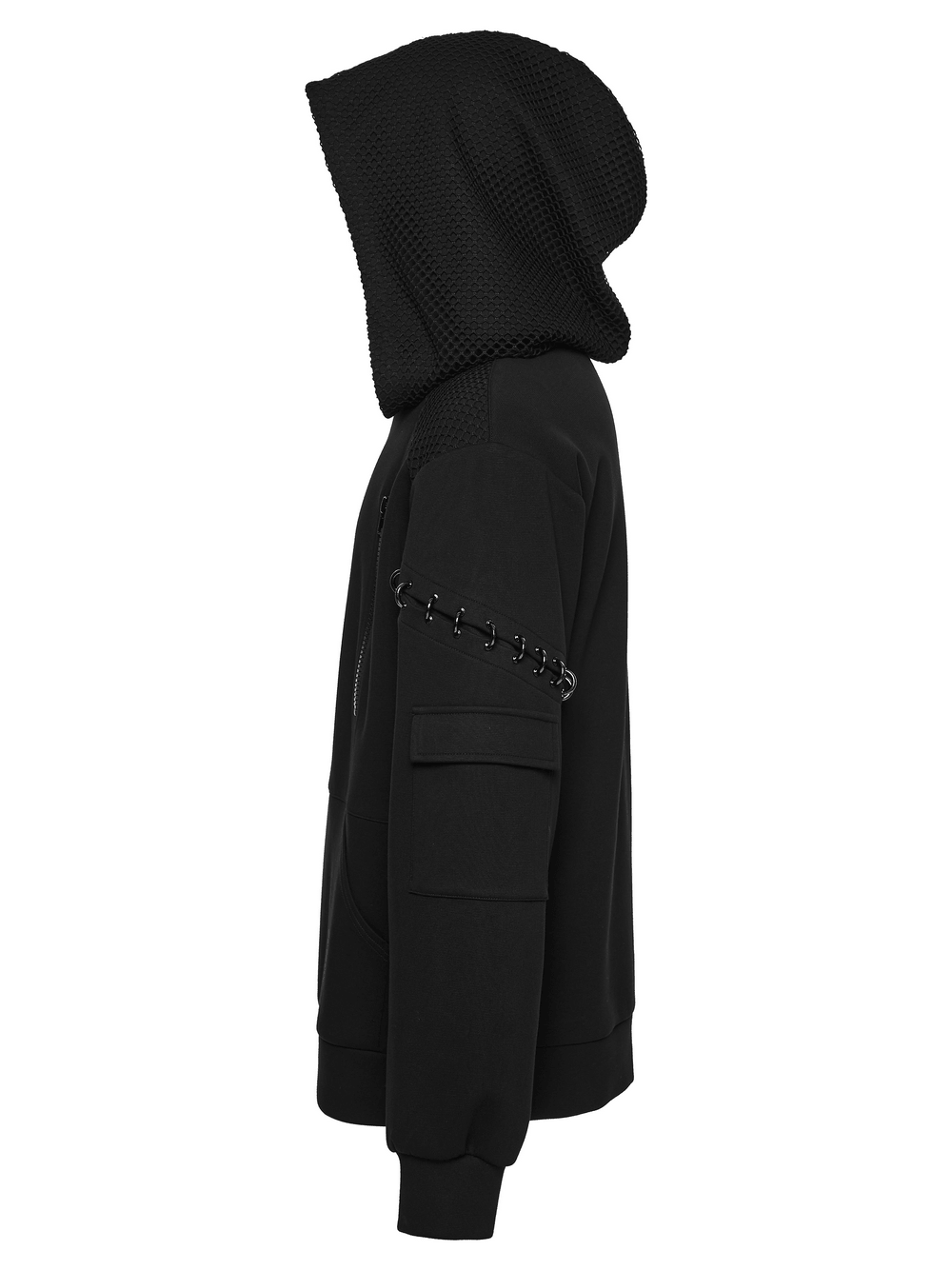 Cyberpunk Hoodie with Dual Hood and Metal Details