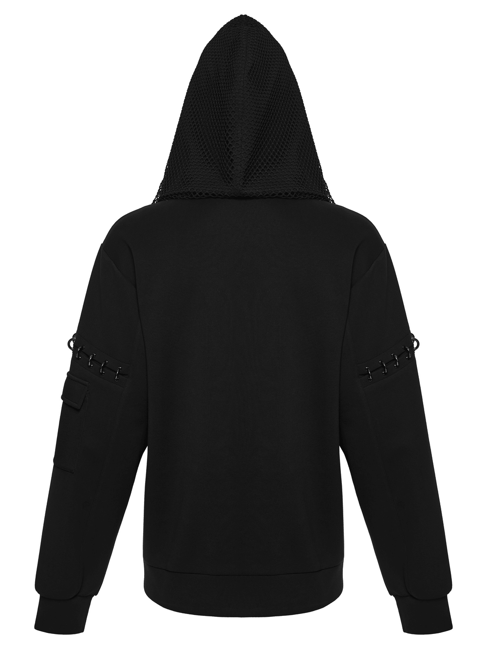 Cyberpunk Hoodie with Dual Hood and Metal Details
