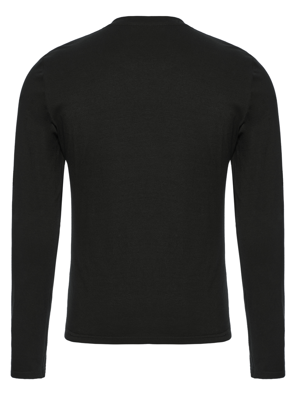 Back view of a sleek black cyberpunk-inspired sweatshirt showcasing its minimalist design and fitted cut.