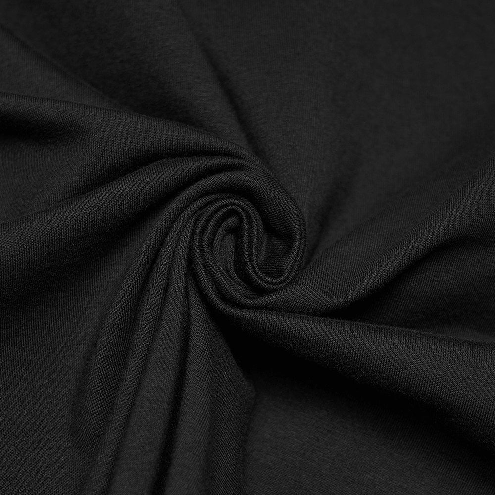 Close-up of soft, elastic knit fabric used in the Cyberpunk Mesh Panel Short Sleeved T-Shirt for Women.