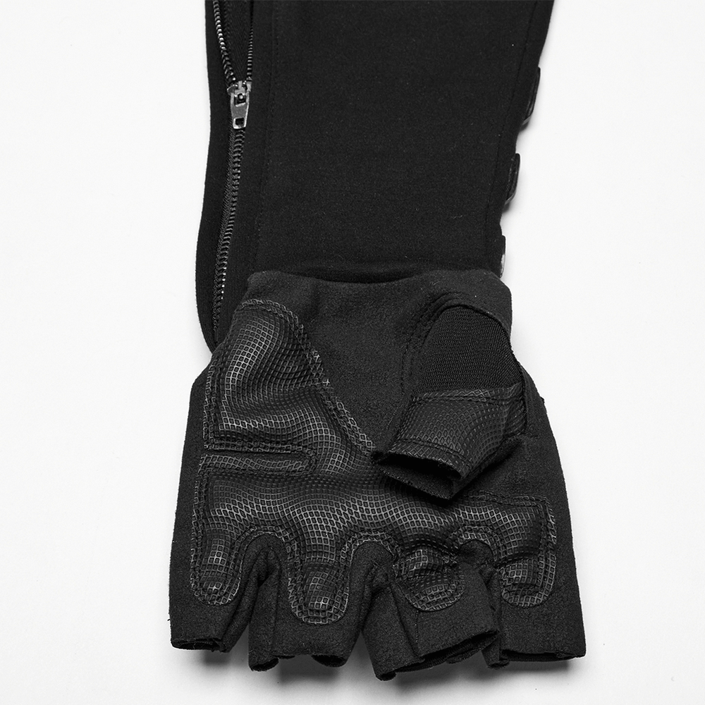 Futuristic Cyberpunk gloves with rubber armor pads and fingerless design for enhanced grip and style.