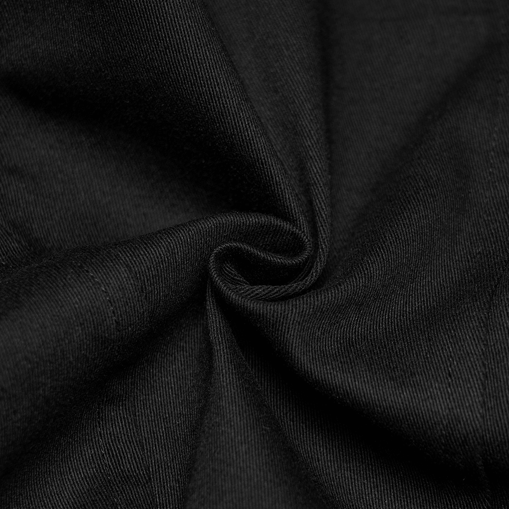 Close-up of fabric texture of Cyberpunk Punk Gothic Vest with Zipper and Metal.