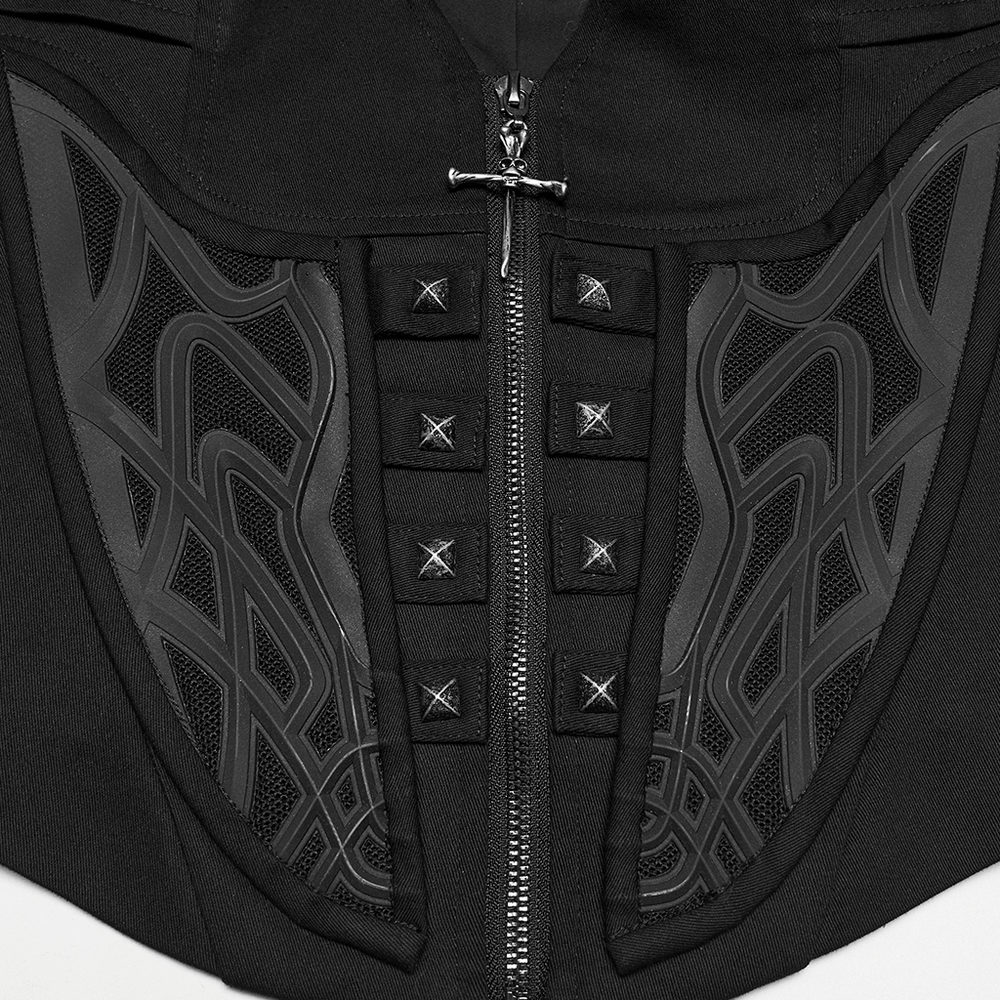 Cyberpunk Punk Gothic Vest with Zipper and Metal featuring stylish zipper and intricate design details.