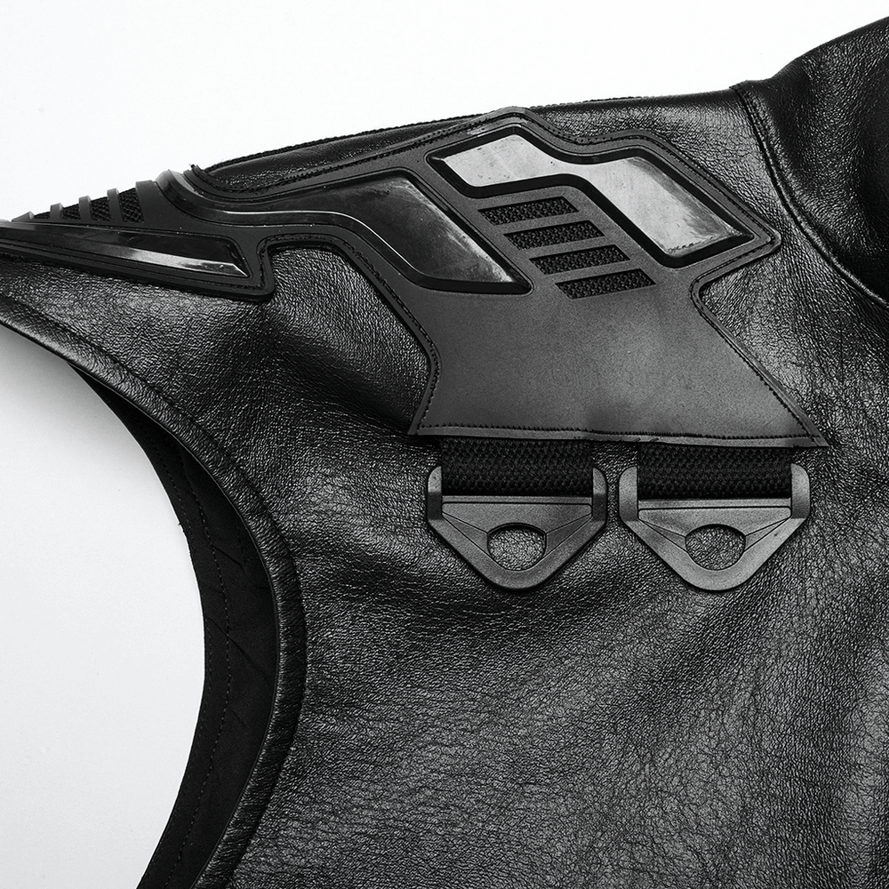 Cyberpunk shoulder armor featuring adjustable buckles and textured rubberized fabric for a stylish, edgy look.