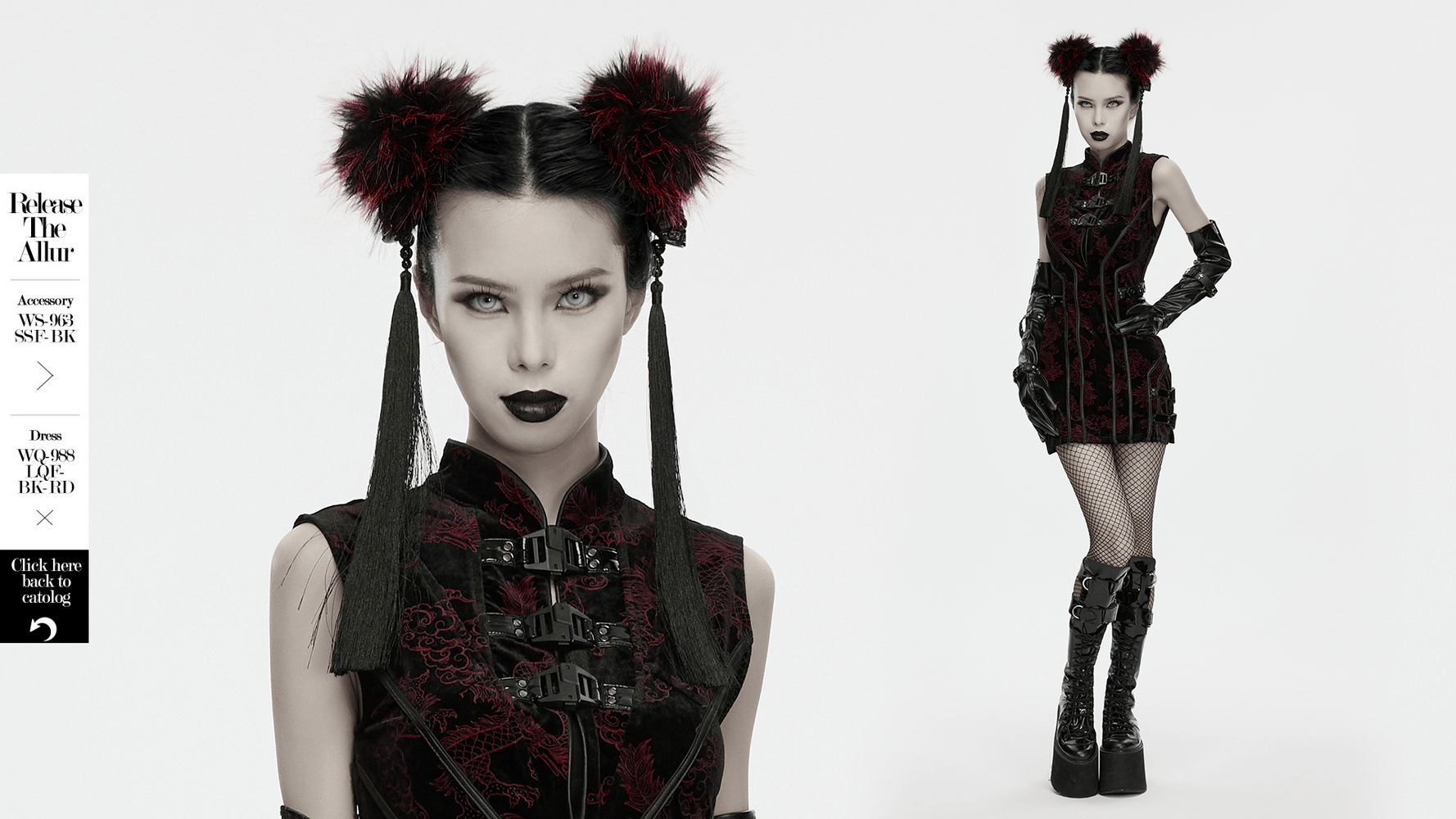 Cyberpunk Skull Faux Fur Pom Pom Hair Accessories worn with gothic outfit, showcasing edgy style and bold aesthetics.