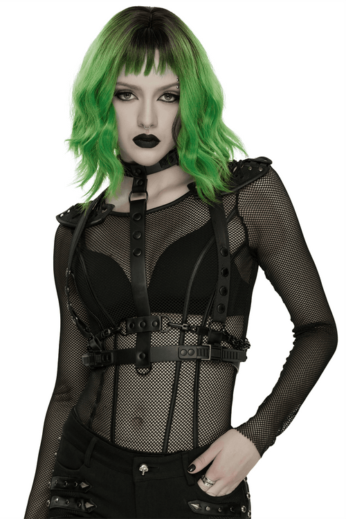 Cyberpunk Spine Tail Harness with Chains and Buckles