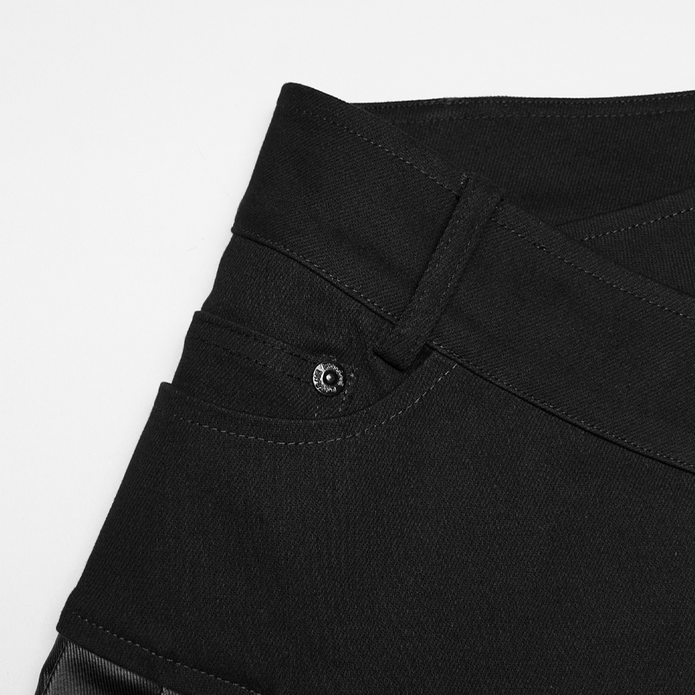 Cyberpunk Streetwear Buckle Pleated Skirt with Straps close-up of waistband and button details