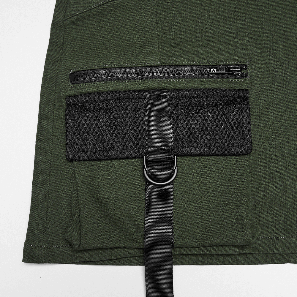 Cyberpunk Tactical Mini Skirt With Lace Up and Pockets featuring utility pockets and stylish detailing.