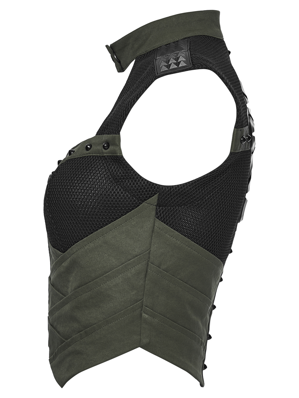 Cyberpunk Tactical Top with Mechanical Back Plate showcasing bold fabric and mechanical design features.