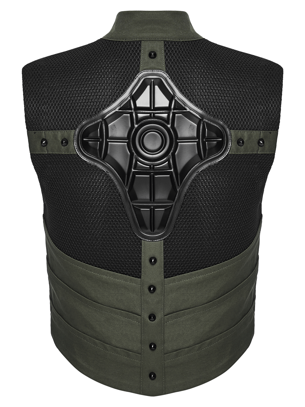 Cyberpunk Tactical Top with Mechanical Back Plate showcasing a bold back design and tactical armor features.