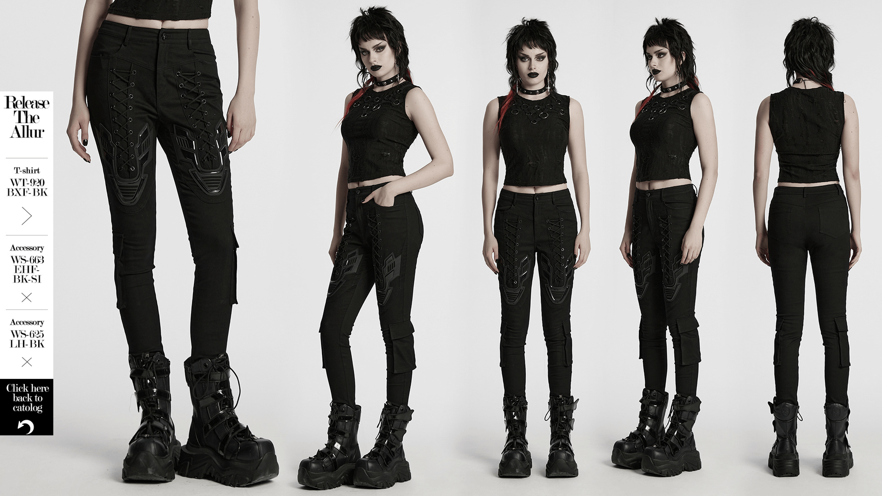 Cyberpunk tight trousers with armor patch, drawstrings, and calf pockets for a stylish, edgy look.