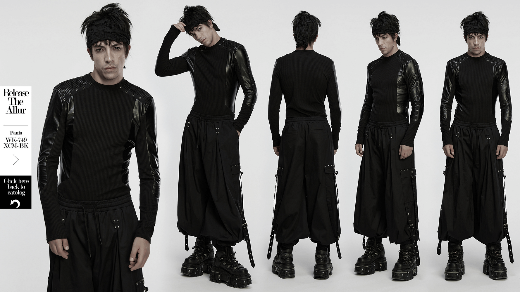 Cyberpunk Top with Metal Studs and Mesh Accents worn by a model showcasing alternative fashion style.