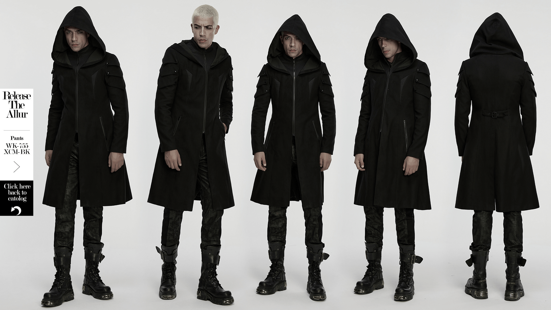 Cyberpunk Velvet Hooded Coat with Armor Shoulder Design showcasing a bold, sleek look with 3D armor accents and a modern vibe.