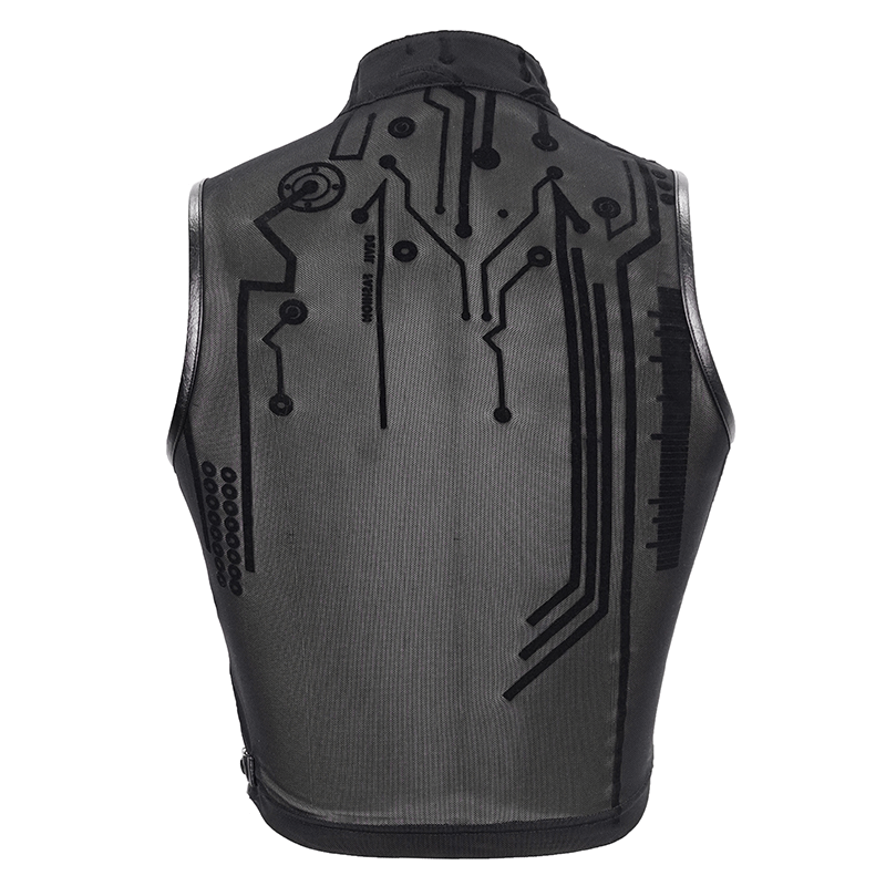 Stylish cyberpunk vest with sleek circuit design, perfect for a modern and futuristic look.