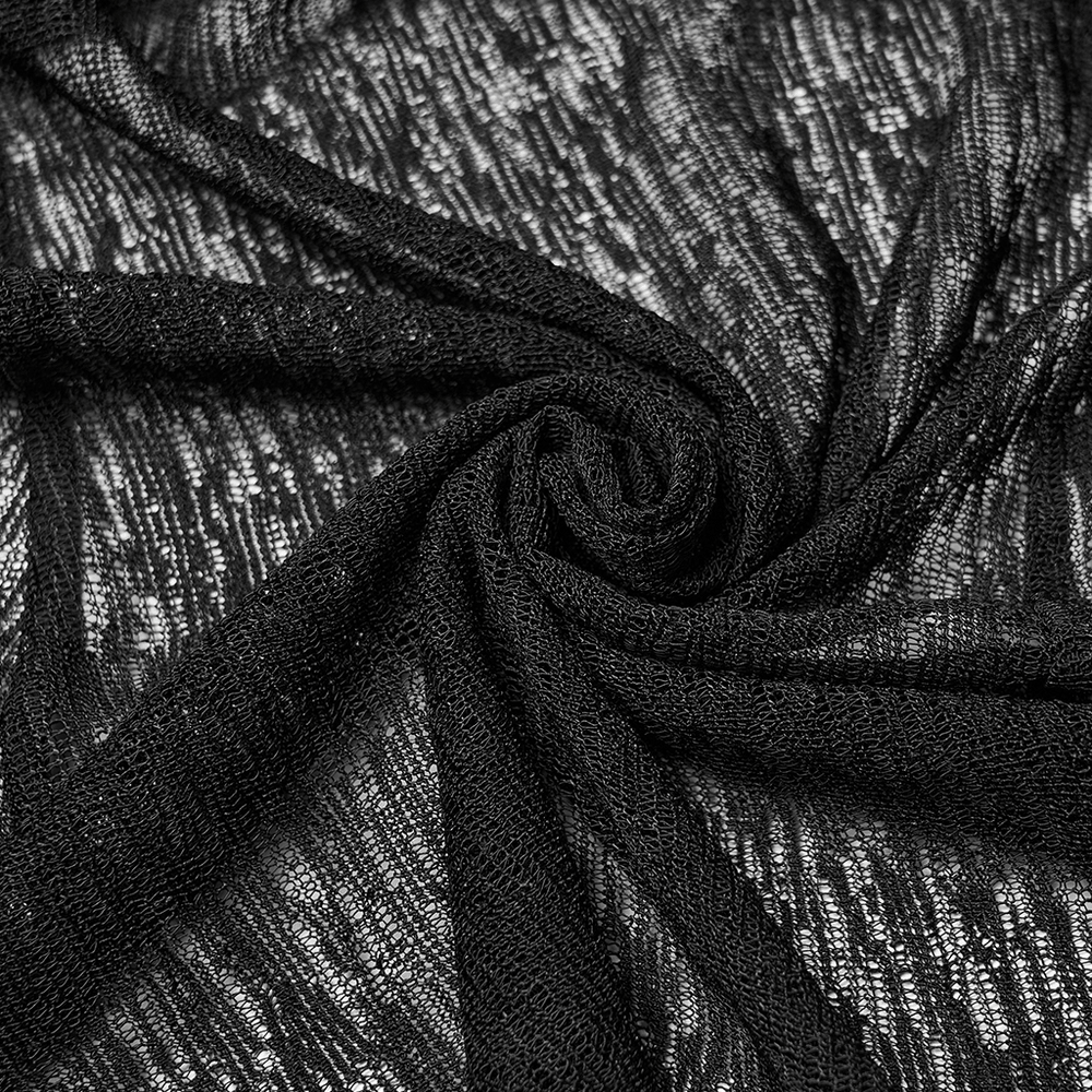 Black textured fabric swirl for Daily Sun Protection Cape with Sheer Gothic Drape.