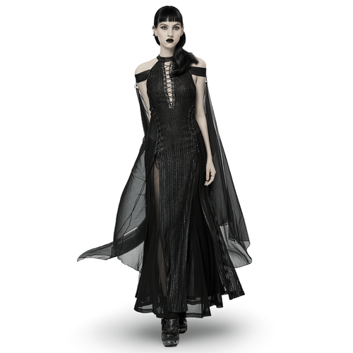 Vestido halter de malla con capa Dark Enchantress