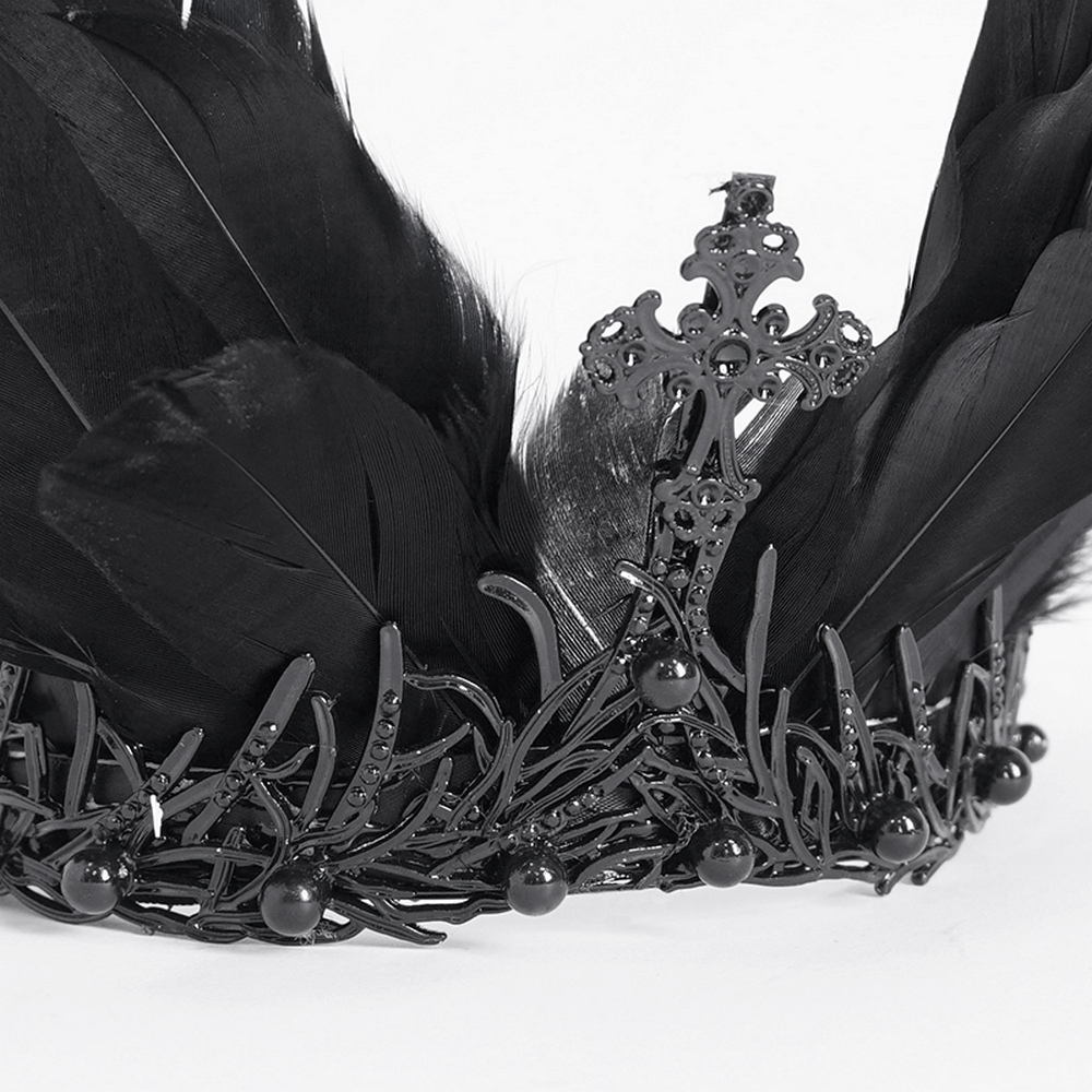 Dark Fantasy Women's Feathered Crown Accessory