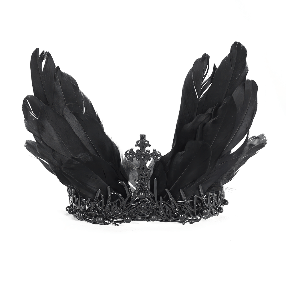 Dark Fantasy Women's Feathered Crown Accessory