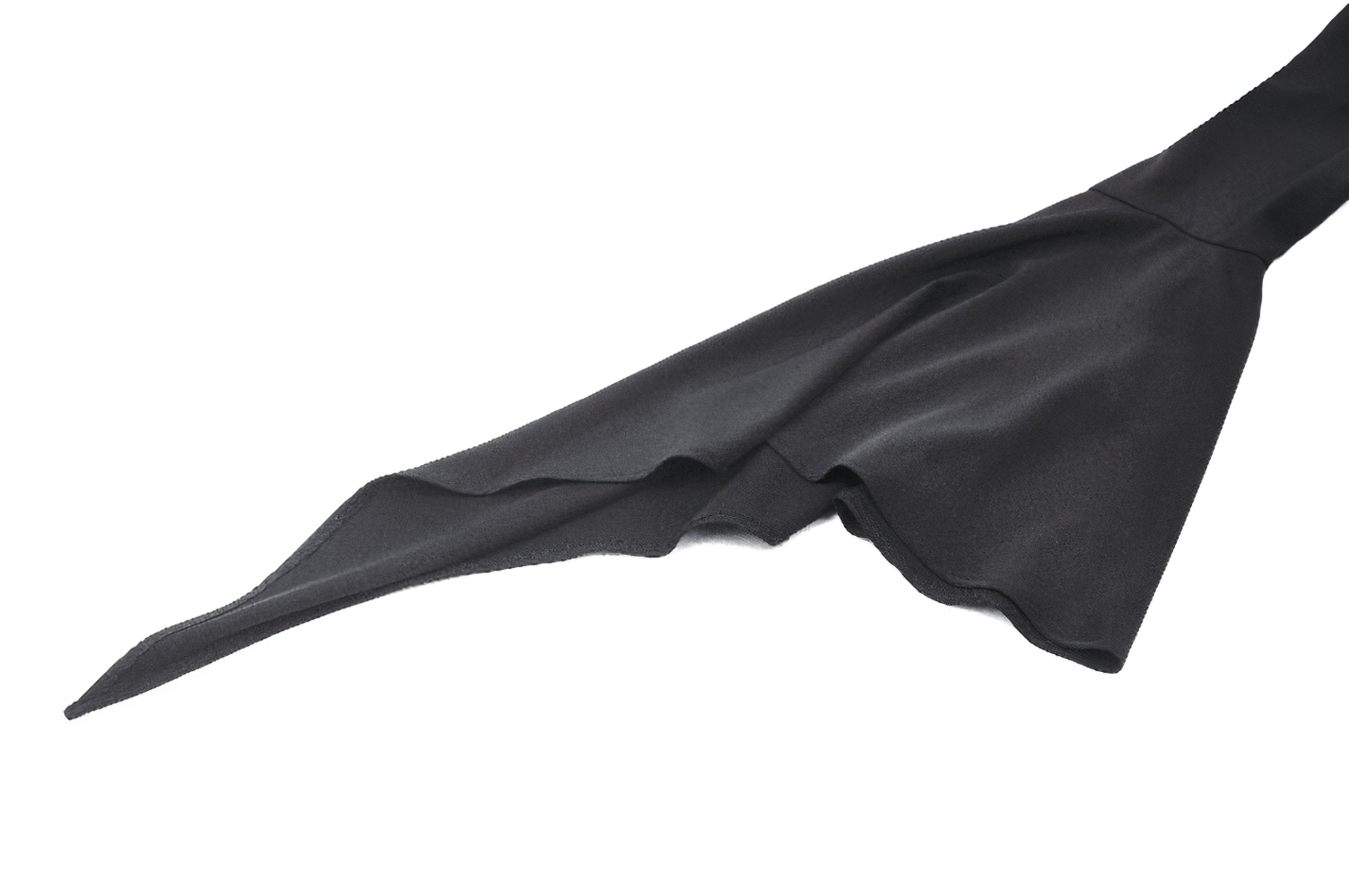 Flowing black fabric showcasing a stylish draped sleeve design, perfect for gothic and vintage-inspired fashion.