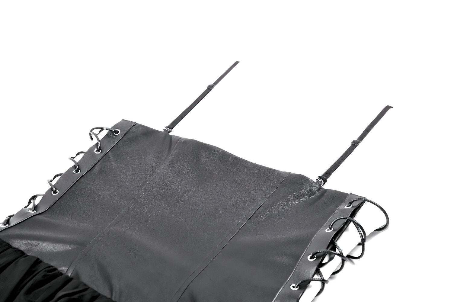 Dark Goth Dress with Mesh Layers and Adjustable Straps featuring a strap and lace-up design.