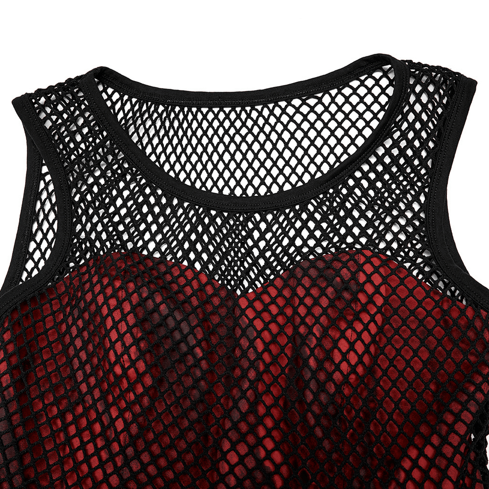 Dark Gothic Black and Red Mesh Spliced Lolita Dress
